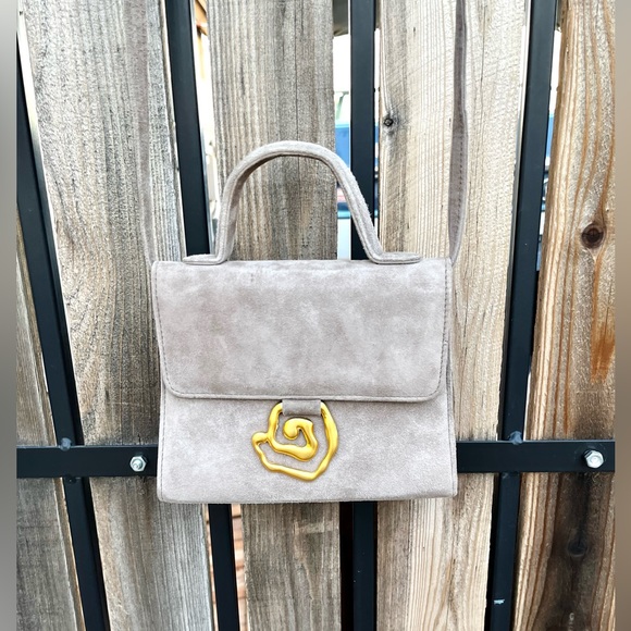 Anne Klein Handbags - VINTAGE ANNE KLEIN Taupe Suede Crossbody